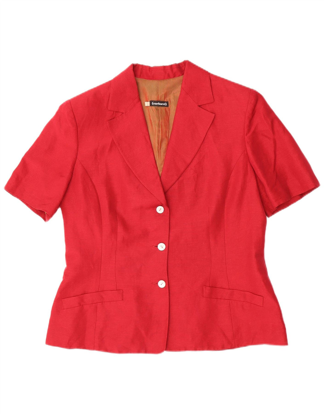 Cacharel Womens Short Sleeve 3 Button Blazer Jacket IT 44 Medium Red