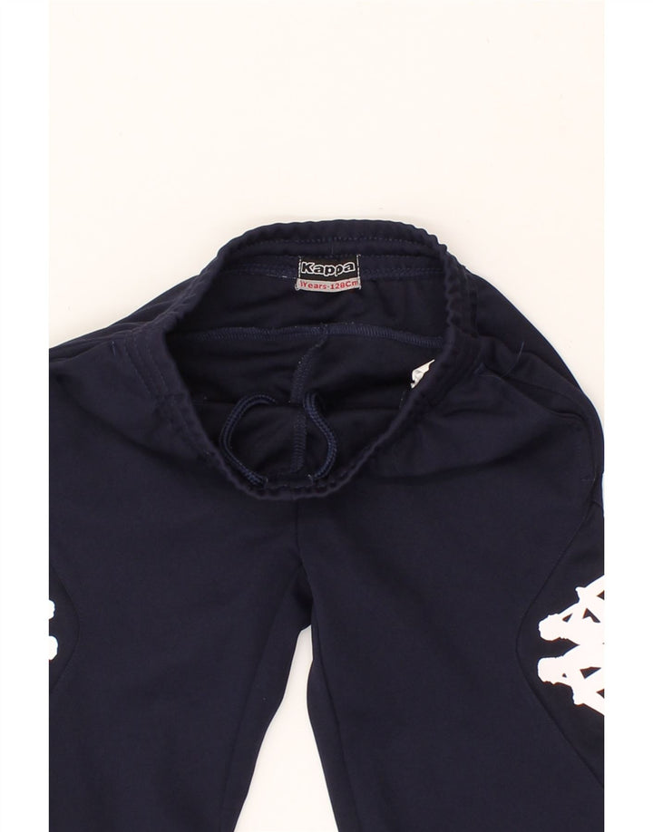 KAPPA Boys Graphic Tracksuit Trousers 7-8 Years Navy Blue Polyester Vintage Kappa and Second-Hand Kappa from Messina Hembry 