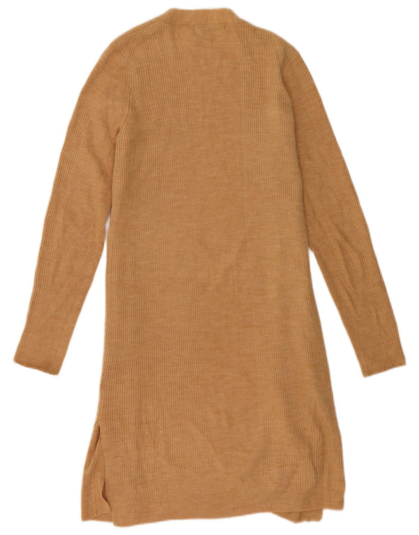Marks & Spencer Womens Longline Open Cardigan Sweater UK 14 Medium Beige