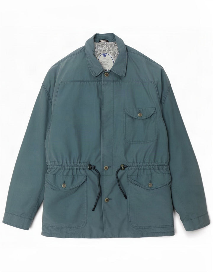 Vintage Mens Utility Jacket Medium Green Polyester