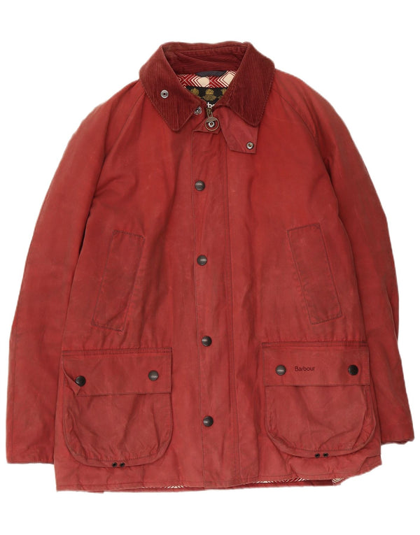 Barbour Mens Waxed Cotton Jacket UK 40 Large Red Cotton
