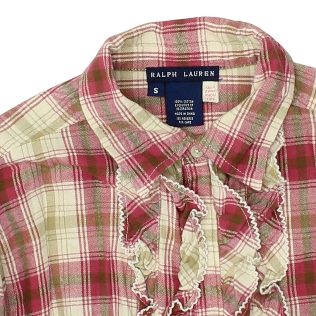 Ralph Lauren Womens Pink White Check Shirt Dress | Vintage Designer Blouse VTG | Vintage Messina Hembry | Thrift | Second-Hand Messina Hembry | Used Clothing | Messina Hembry 