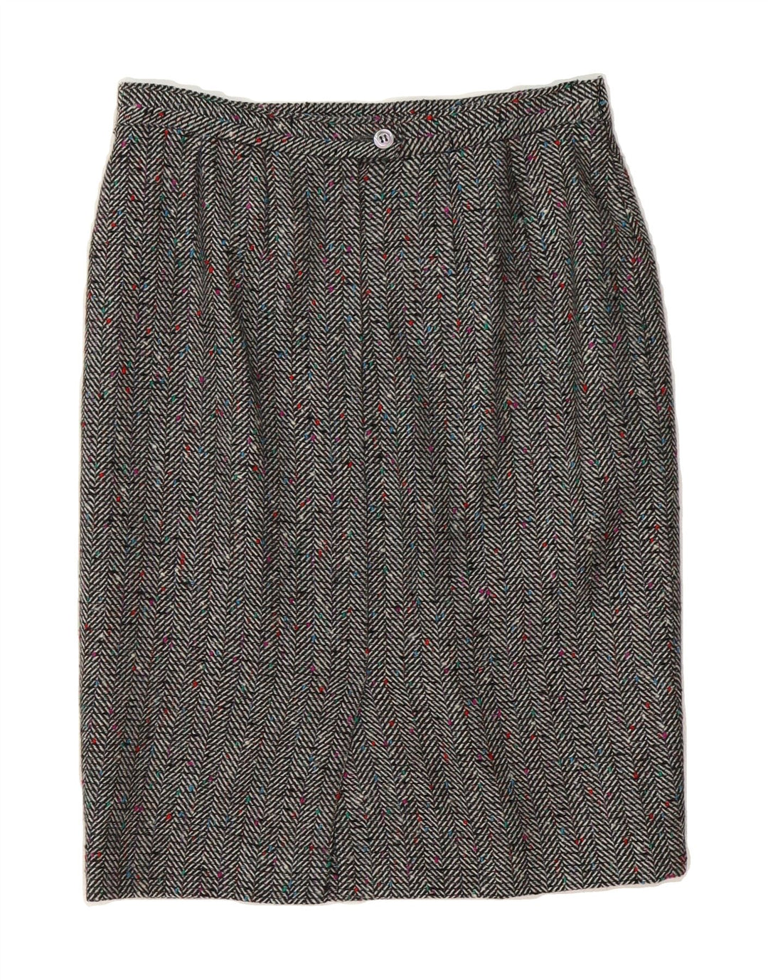 VINTAGE Womens Pencil Skirt IT 42 Medium W28  Grey Herringbone Wool Vintage Vintage and Second-Hand Vintage from Messina Hembry 