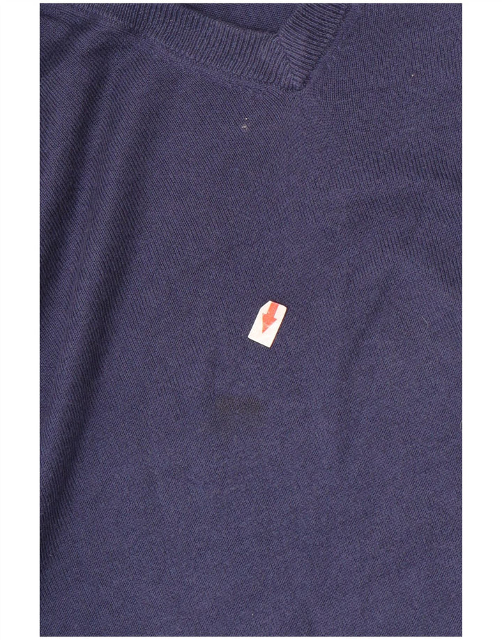 Gas Mens V-Neck Jumper Sweater Large Blue Cotton