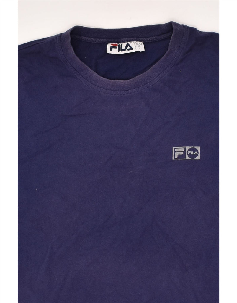 FILA Mens T-Shirt Top IT 52/54 Large Navy Blue Cotton | Vintage Fila | Thrift | Second-Hand Fila | Used Clothing | Messina Hembry 