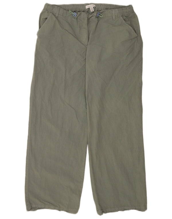 Topshop Womens Relaxed Fit Casual Trousers UK 12 Medium W34 L29 Grey Cotton