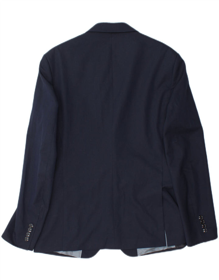 ZARA Mens 2 Button Blazer Jacket EU 48 Medium Navy Blue Viscose Vintage Zara and Second-Hand Zara from Messina Hembry 