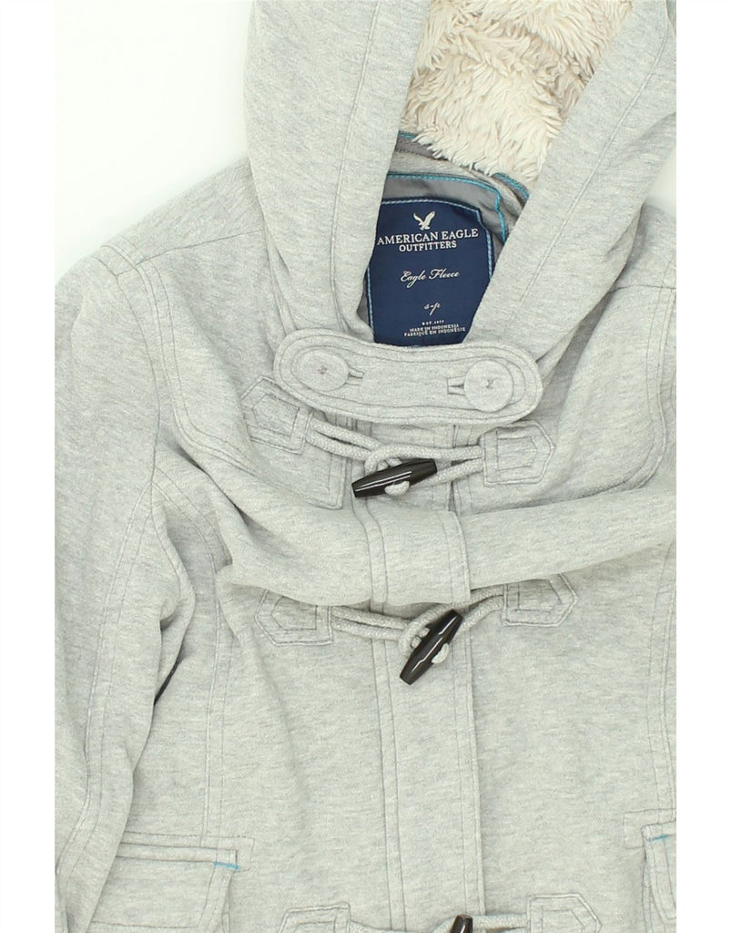 AMERICAN EAGLE Womens Hooded Bomber Jacket UK 10 Small Grey Cotton | Vintage American Eagle | Thrift | Second-Hand American Eagle | Used Clothing | Messina Hembry 