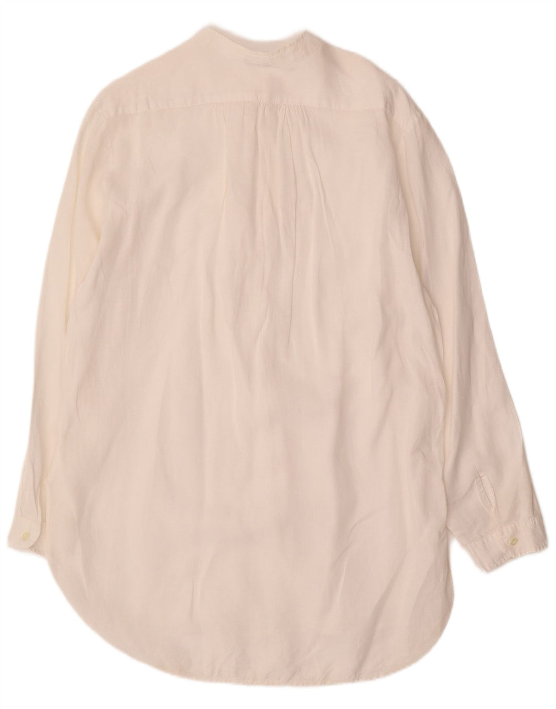 BENETTON Womens Longline Pullover Shirt UK 14 Medium Off White