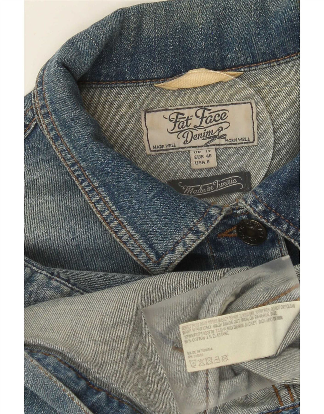 Fat Face Womens Denim Jacket UK 12 Medium Blue Cotton