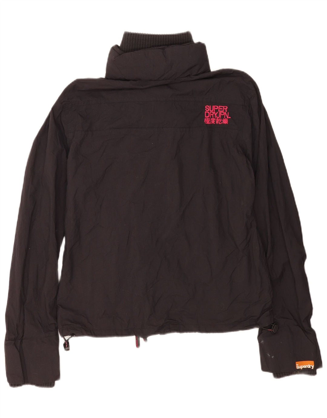 Superdry Womens Graphic Windbreaker Jacket UK 16 Large Black Nylon