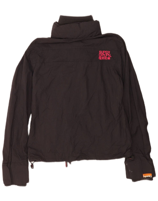 Superdry Womens Graphic Windbreaker Jacket UK 16 Large Black Nylon