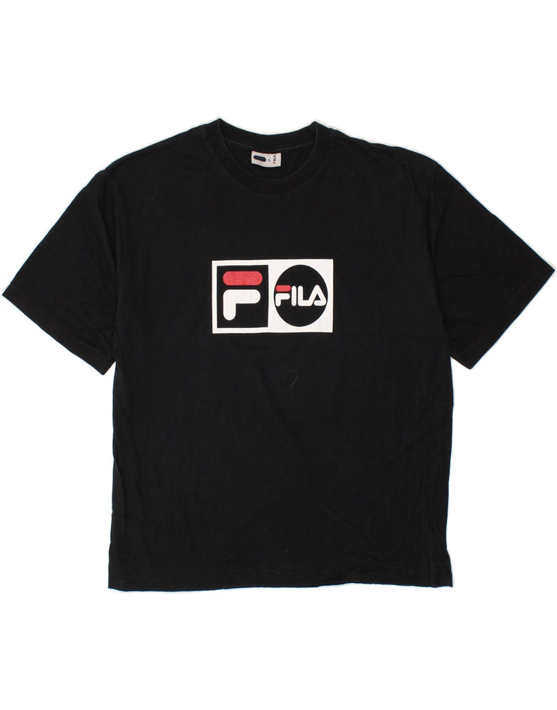 FILA Mens Graphic T-Shirt Top XL Black Cotton | Vintage Fila | Thrift | Second-Hand Fila | Used Clothing | Messina Hembry 