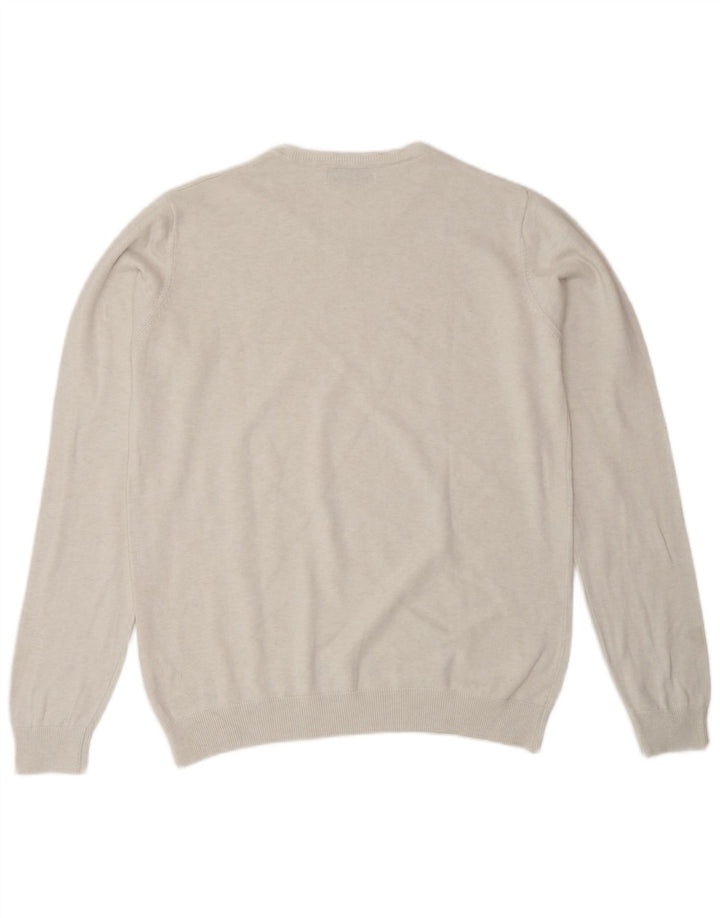 Charro Mens V-Neck Jumper Sweater Small White Cotton