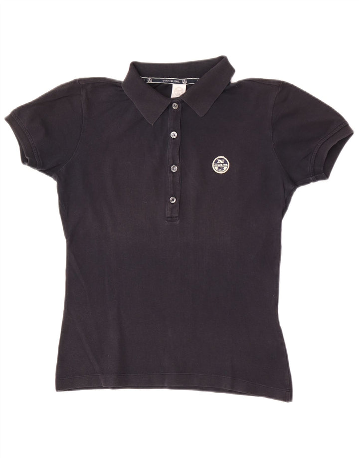 North Sails Womens Polo Shirt UK 12 Medium Black Cotton