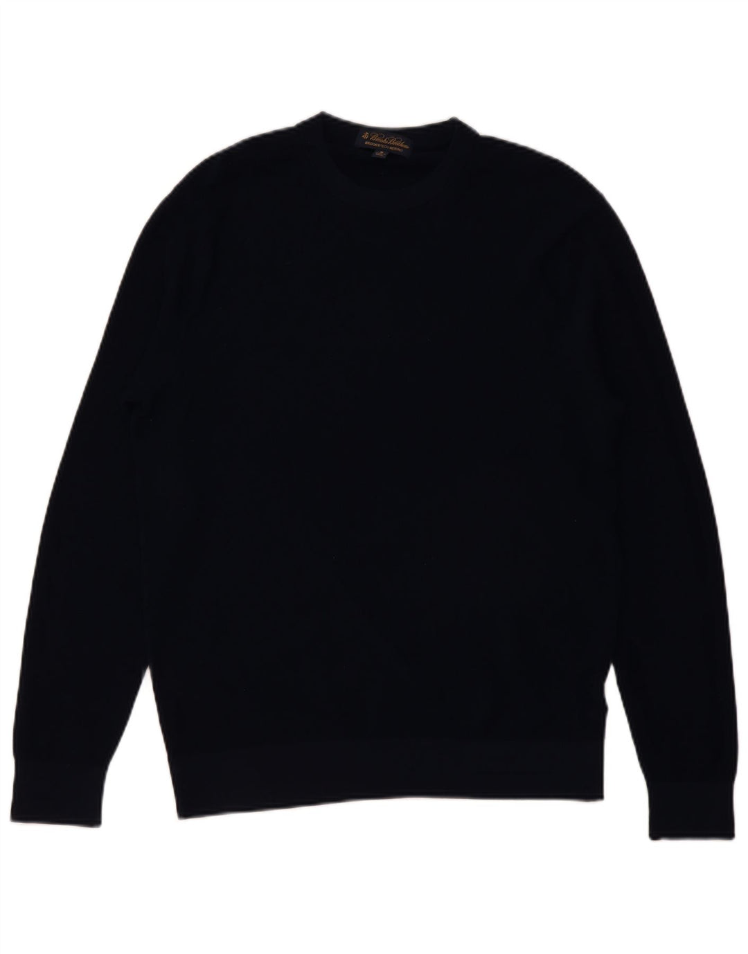 BROOKS BROTHERS Mens Crew Neck Jumper Sweater Medium Navy Blue Merino Wool