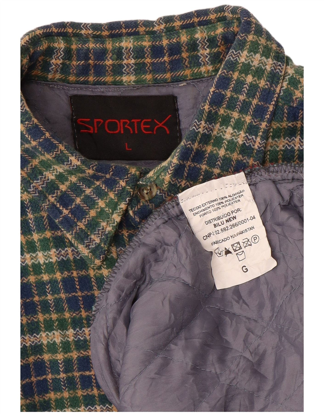 Sportex Mens Lumberjack Flannel Shirt Large Green Check Polyester