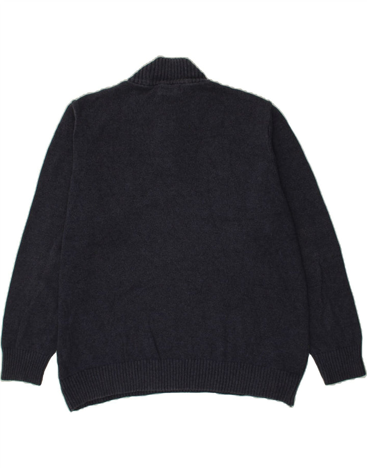 DOCKERS Mens Zip Neck Jumper Sweater XL Navy Blue Cotton Vintage Dockers and Second-Hand Dockers from Messina Hembry 