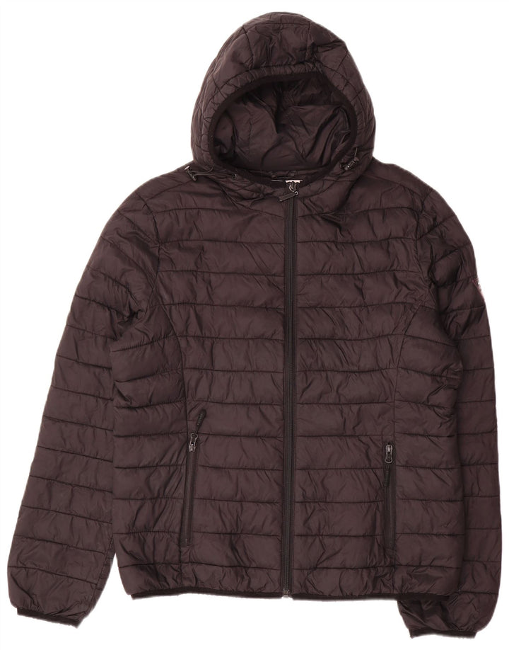 Carrera Womens Hooded Padded Jacket UK 16 Large Black Nylon