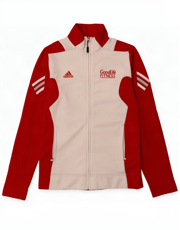 Adidas Womens Tracksuit Top Jacket UK 10 Small Red Colourblock Polyester