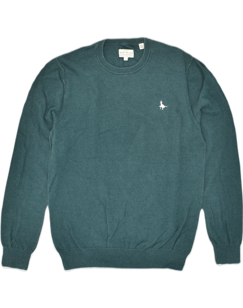 JACK WILLS Mens Crew Neck Jumper Sweater Large Green Cotton | Vintage Jack Wills | Thrift | Second-Hand Jack Wills | Used Clothing | Messina Hembry 