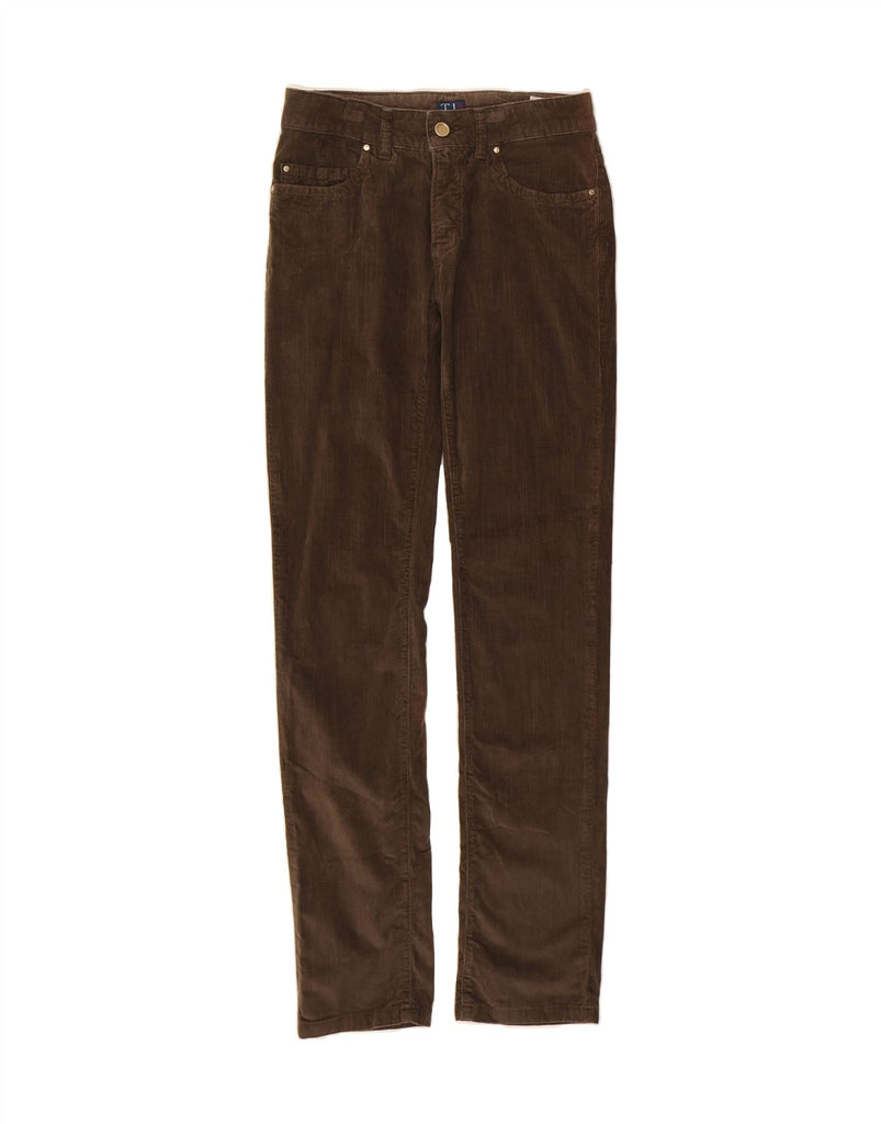 TRUSSARDI Womens Slim Corduroy Trousers W24 L32 Brown Cotton Vintage Trussardi and Second-Hand Trussardi from Messina Hembry 