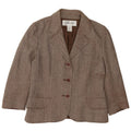 Genny Womens 3 Button Blazer Jacket UK 16 Large Brown Herringbone Wool