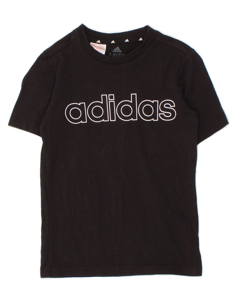 ADIDAS Boys Graphic T-Shirt Top 7-8 Years Black Cotton Vintage Adidas and Second-Hand Adidas from Messina Hembry 