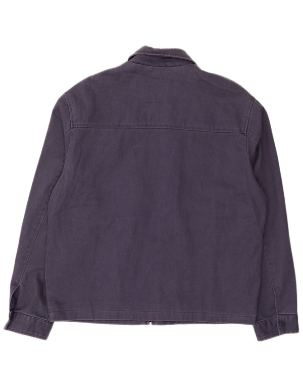 Zara Mens Bomber Jacket UK 38 Medium Navy Blue Cotton