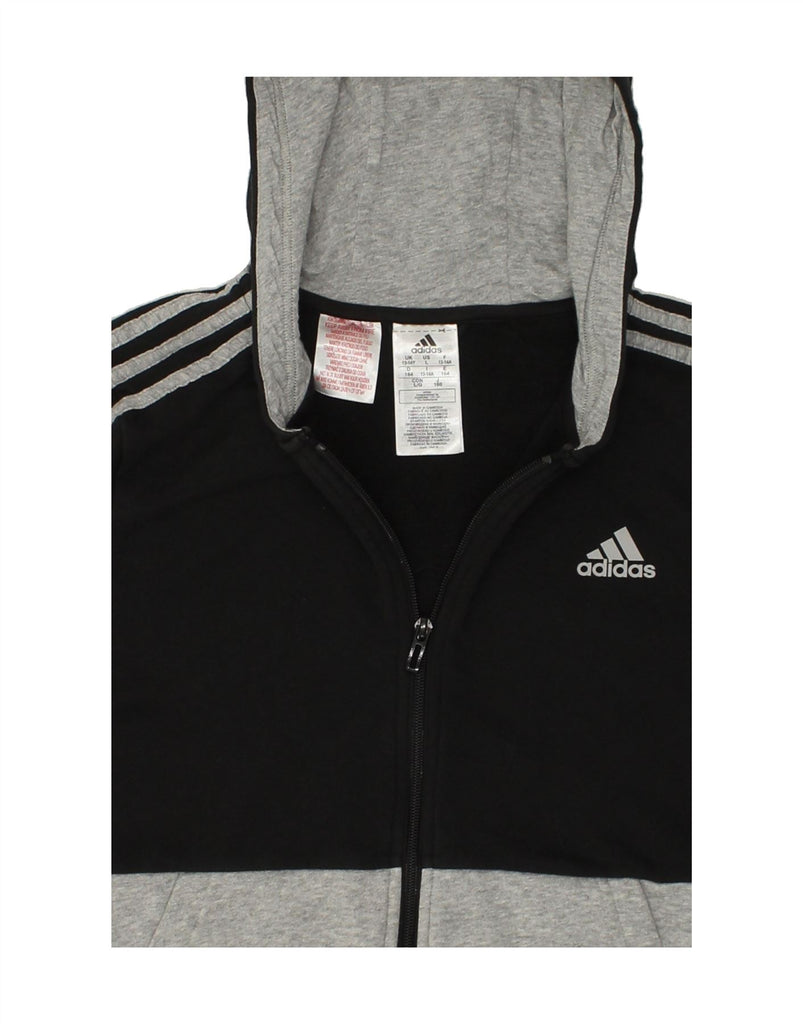 ADIDAS Boys Zip Hoodie Sweater 13-14 Years Grey Colourblock Cotton | Vintage Adidas | Thrift | Second-Hand Adidas | Used Clothing | Messina Hembry 