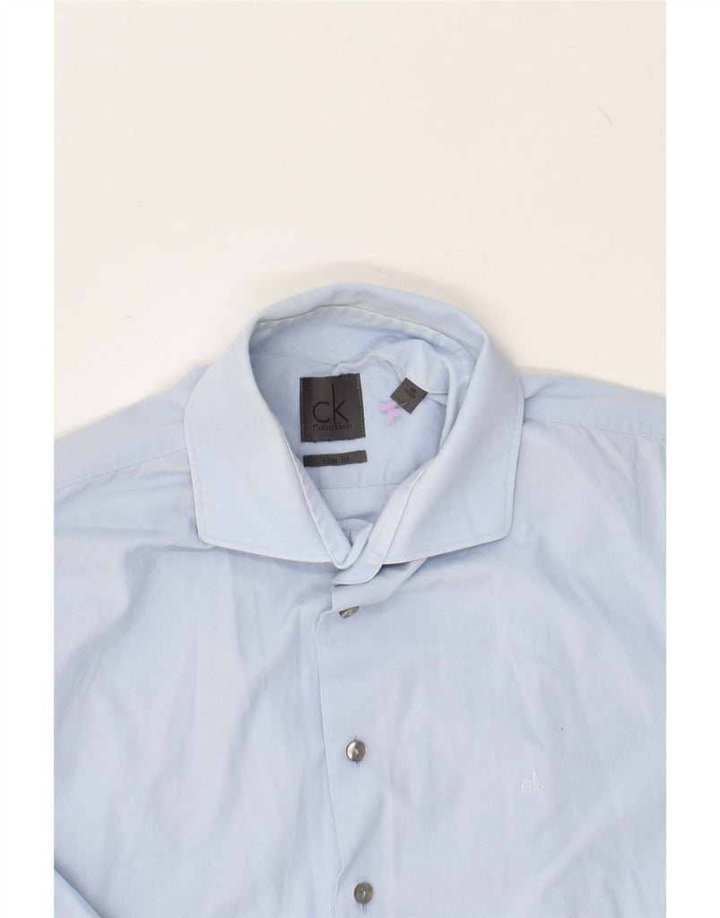 CALVIN KLEIN Mens Slim Fit Shirt Size 15 1/2 40 Medium Blue Cotton | Vintage Calvin Klein | Thrift | Second-Hand Calvin Klein | Used Clothing | Messina Hembry 