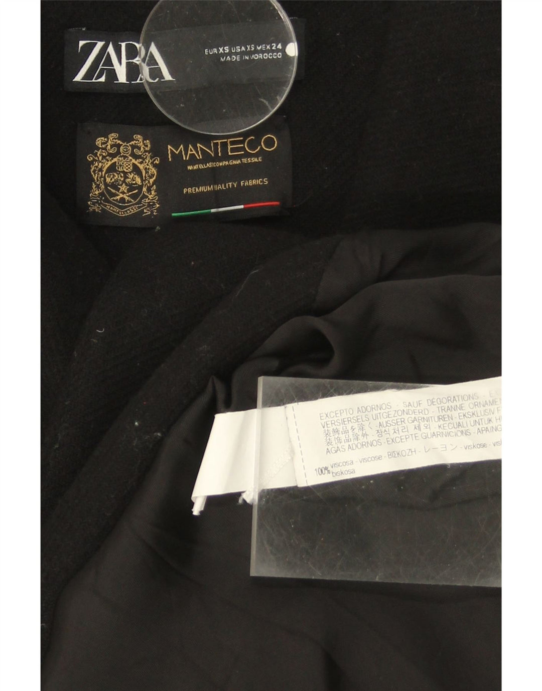 ZARA Womens Overcoat UK 6 XS Black Vintage Zara and Second-Hand Zara from Messina Hembry 