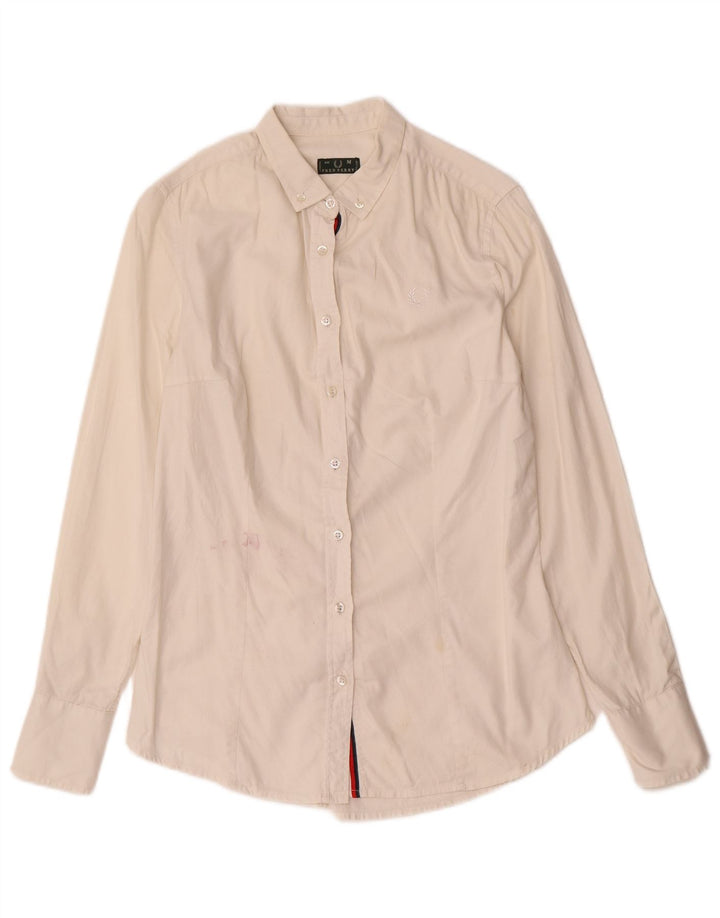 Fred Perry Womens Shirt UK 12 Medium White