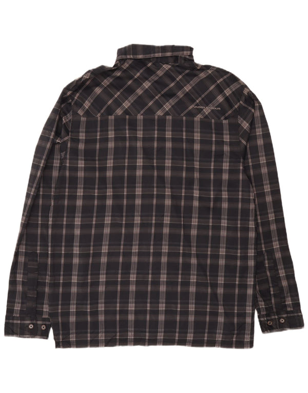 Under Armour Mens Allseason Gear Shirt Large Grey Check Polyester