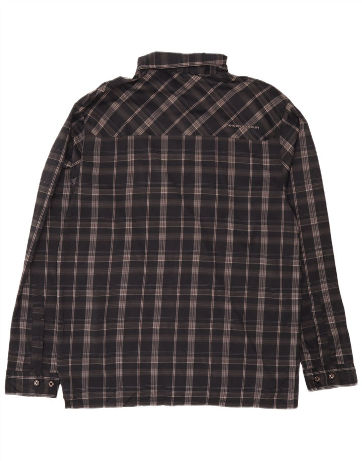 Under Armour Mens Allseason Gear Shirt Large Grey Check Polyester