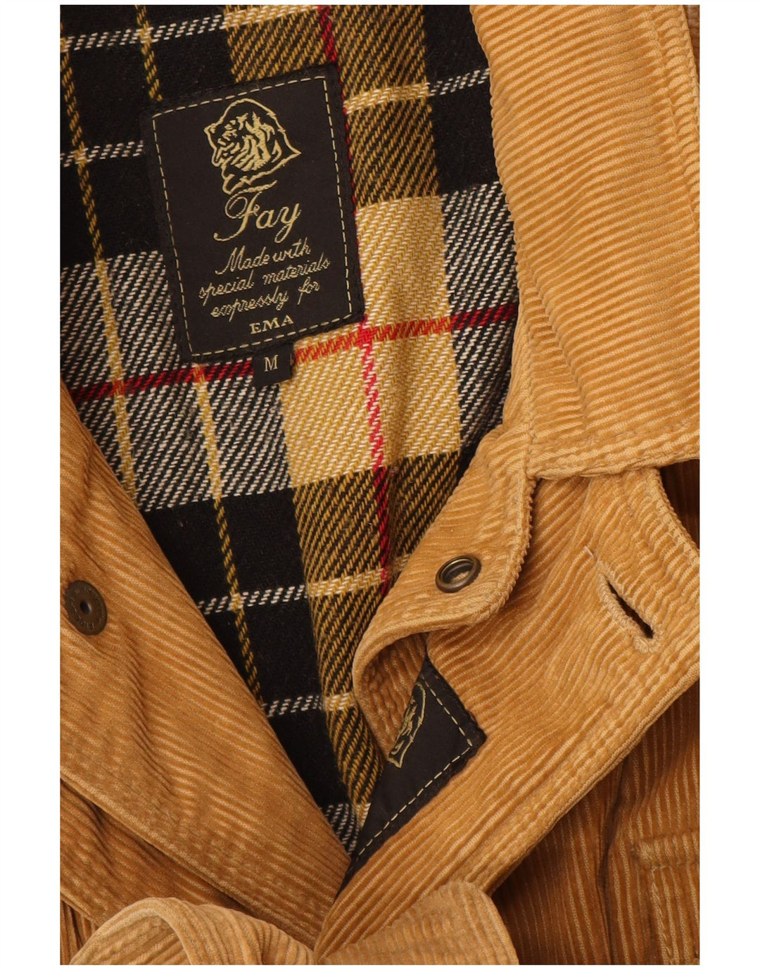 Fay Mens Corduroy Windbreaker Jacket UK 38 Medium Beige Cotton