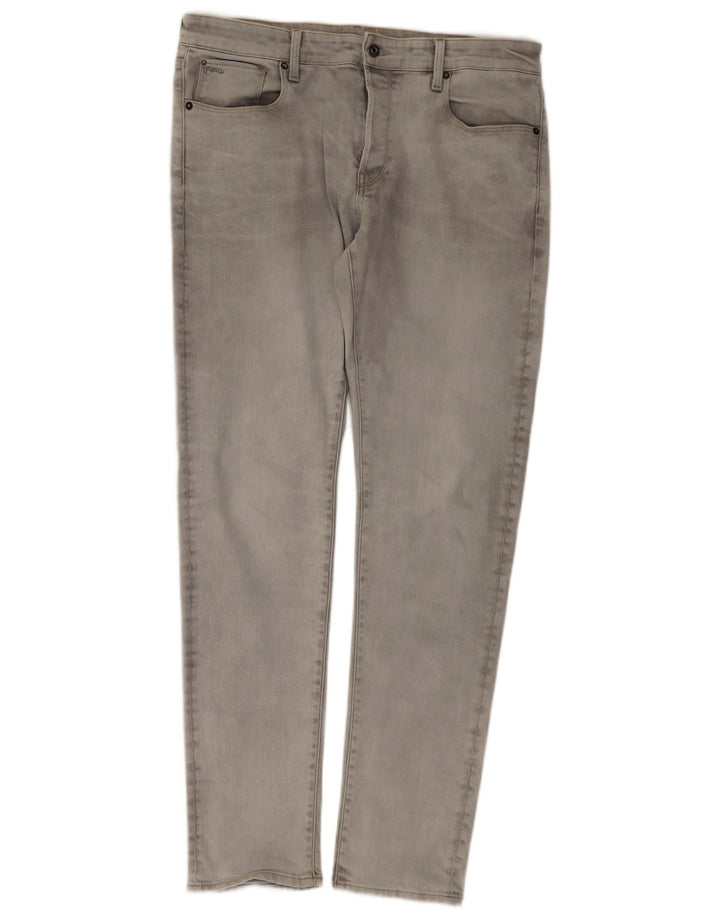 G-Star Mens 3301 Slim Jeans W36 L36 Grey Cotton
