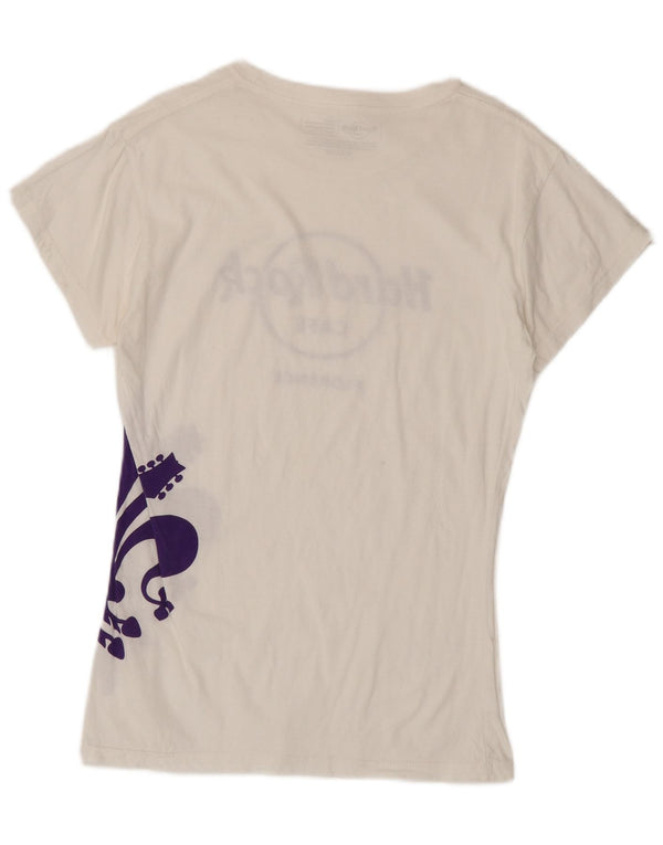 Hard Rock Cafe Womens Florence Graphic T-Shirt Top UK 14 Large White Cotton