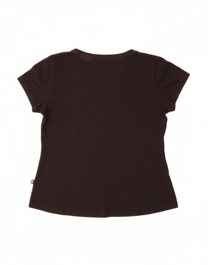 PUMA Womens Graphic T-Shirt Top UK 12 Medium  Black Cotton