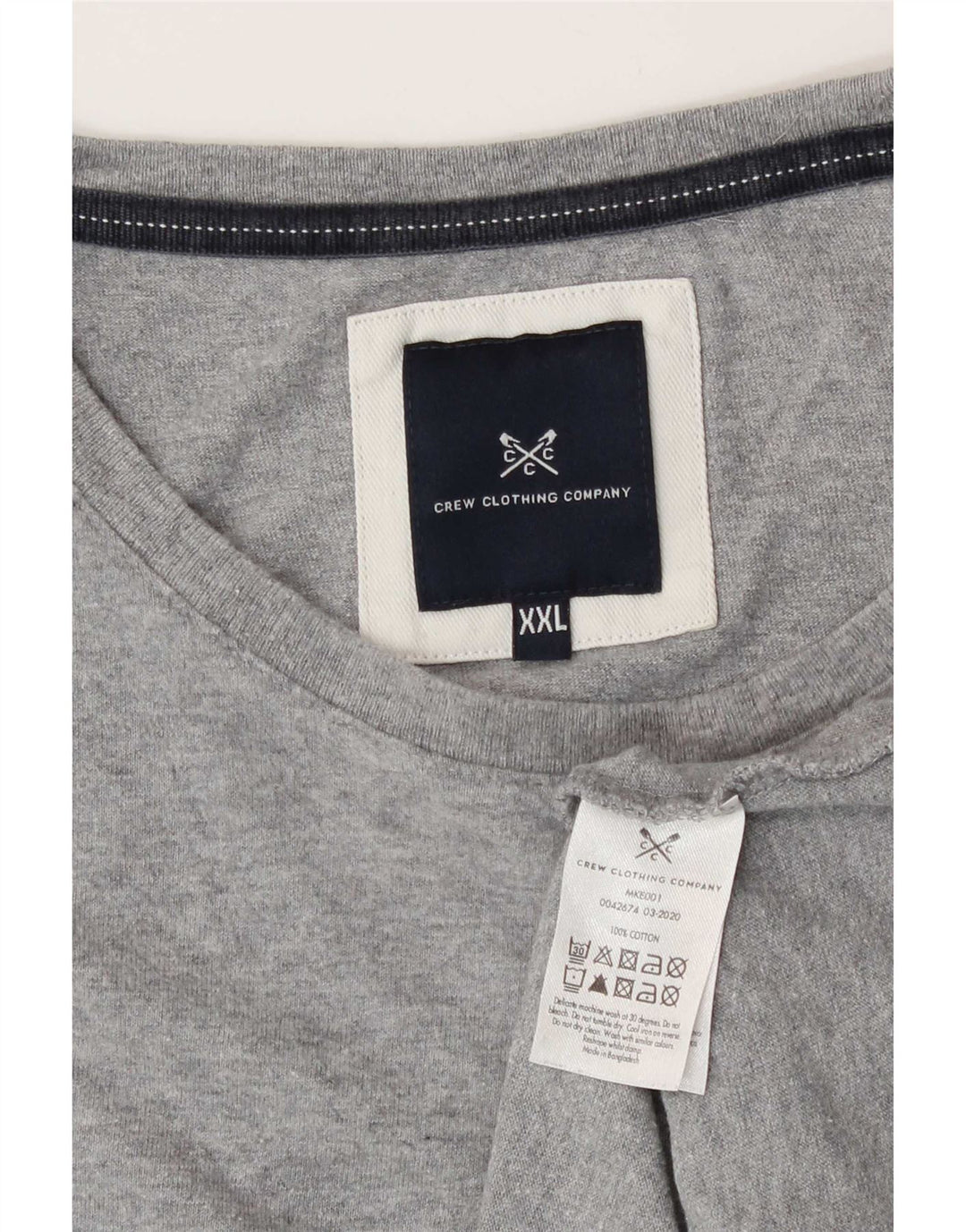 Crew Clothing Mens T-Shirt Top 2XL Grey Cotton