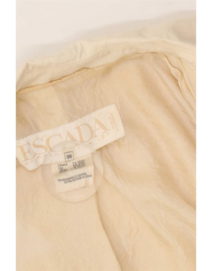 Escada Womens Open Bolero Jacket EU 36 Small Beige Cotton