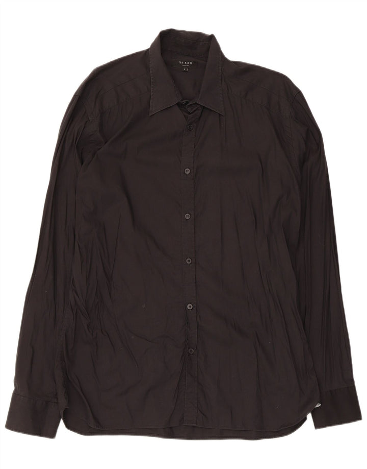 Ted Baker Mens Shirt Size 5 XL Black Cotton