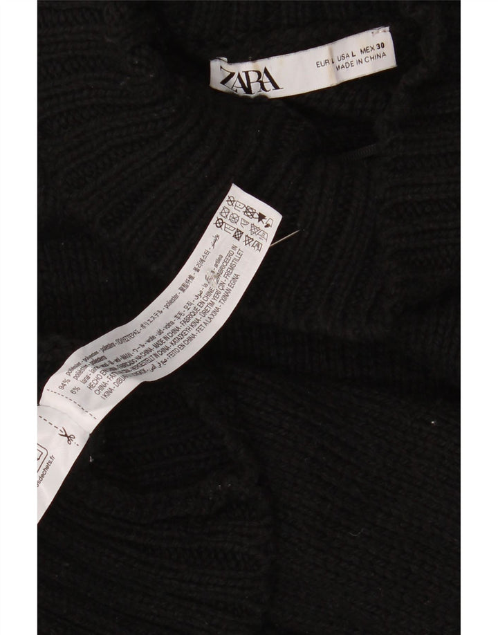 Zara Womens Oversized Turtle Neck Jumper Sweater UK 16 Large Black