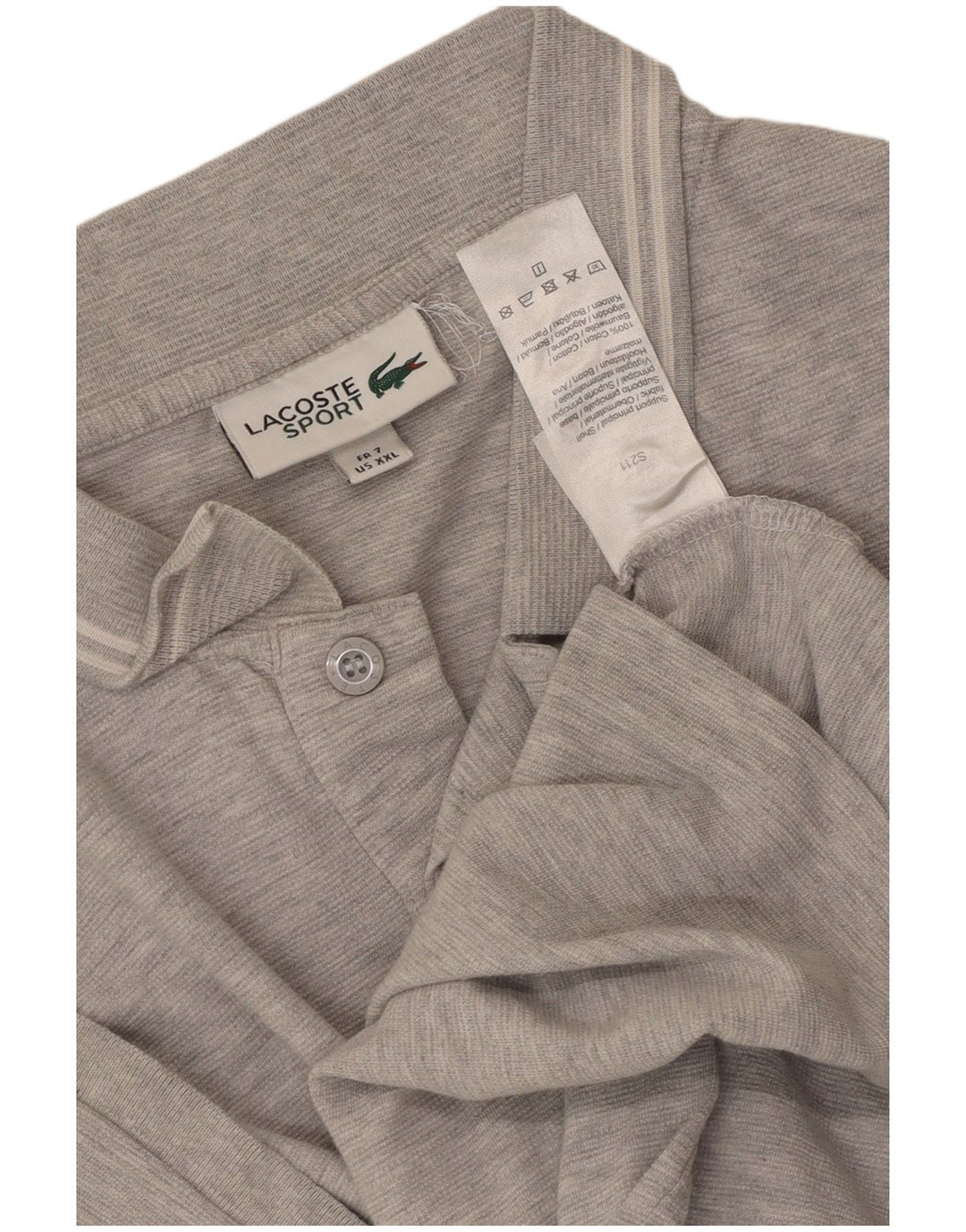 Lacoste Mens Polo Shirt Size 7 2XL Grey Cotton
