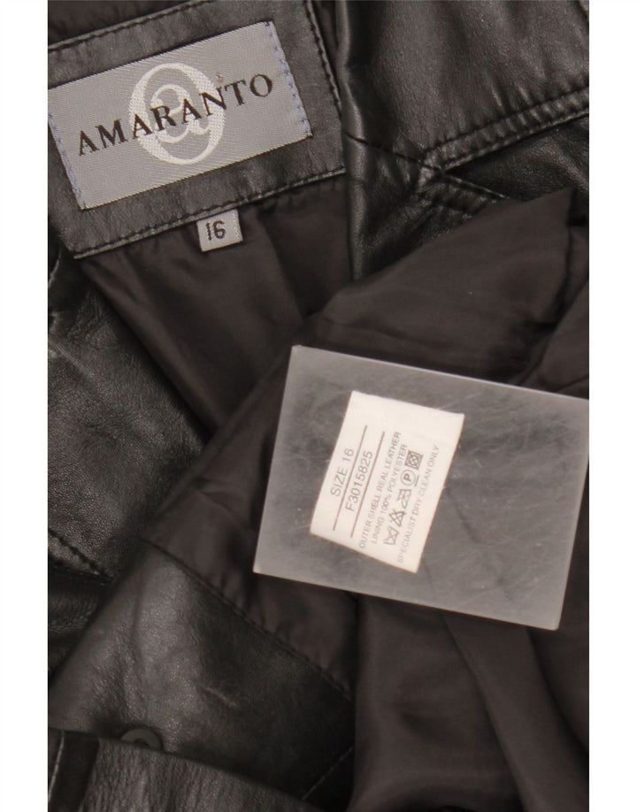 AMARANTO Womens Leather Jacket UK 16 Large  Black Leather