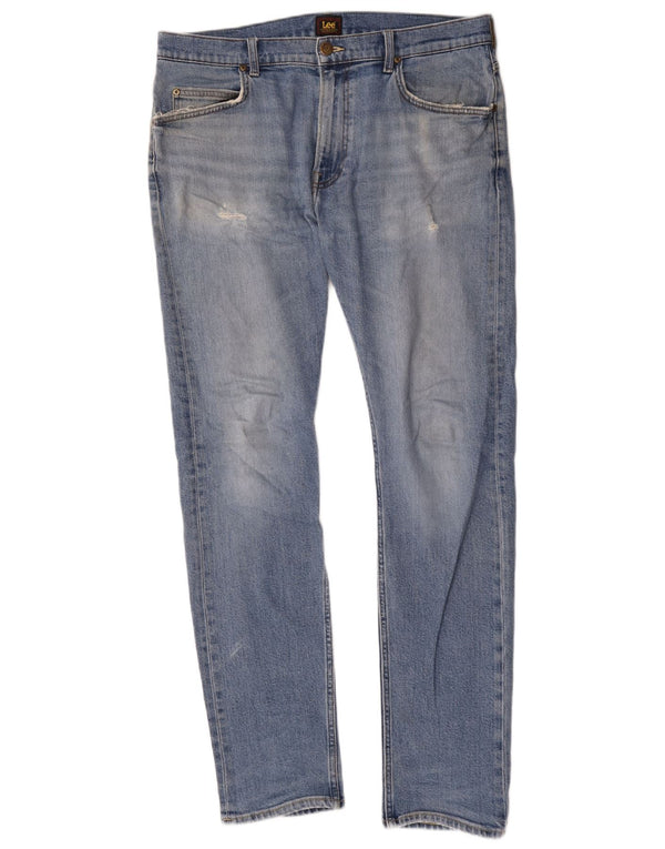 Lee Mens Rider Slim Jeans W34 L34 Blue Cotton