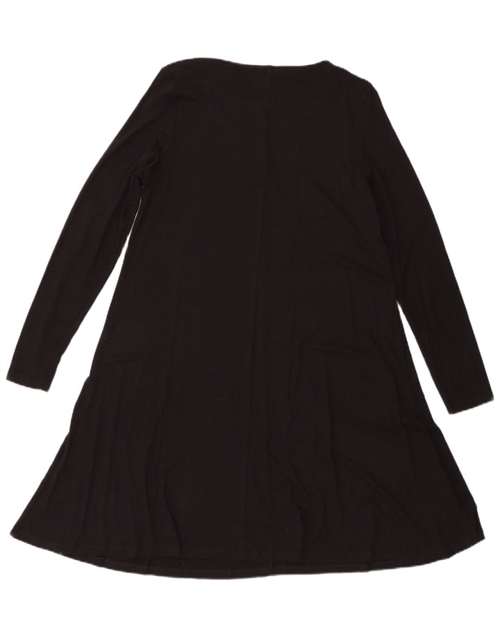 Marks & Spencer Womens Long Sleeve A-Line Dress UK 12 Medium  Black Viscose