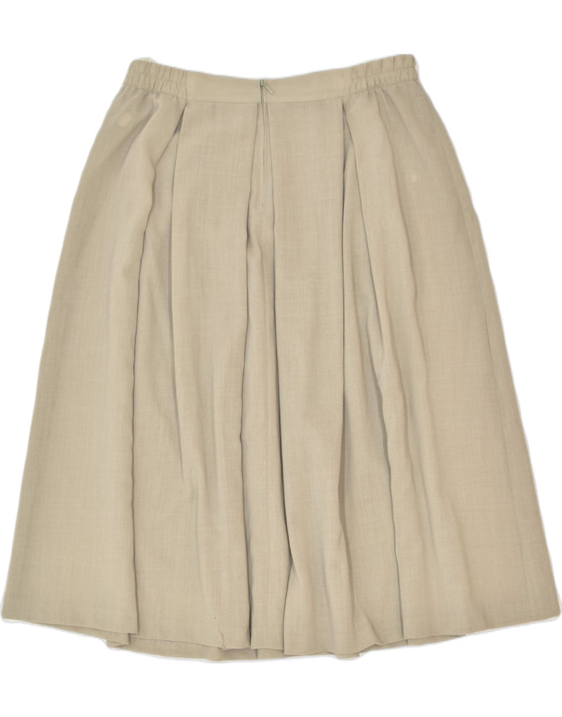 VINTAGE Womens Pleated Skirt IT 44 Medium W34 Khaki Polyester Classic | Vintage | Thrift | Second-Hand | Used Clothing | Messina Hembry 