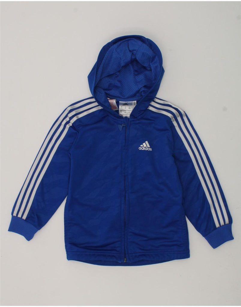 ADIDAS Boys Zip Hoodie Sweater 3-4 Years Blue Camouflage Polyester | Vintage Adidas | Thrift | Second-Hand Adidas | Used Clothing | Messina Hembry 