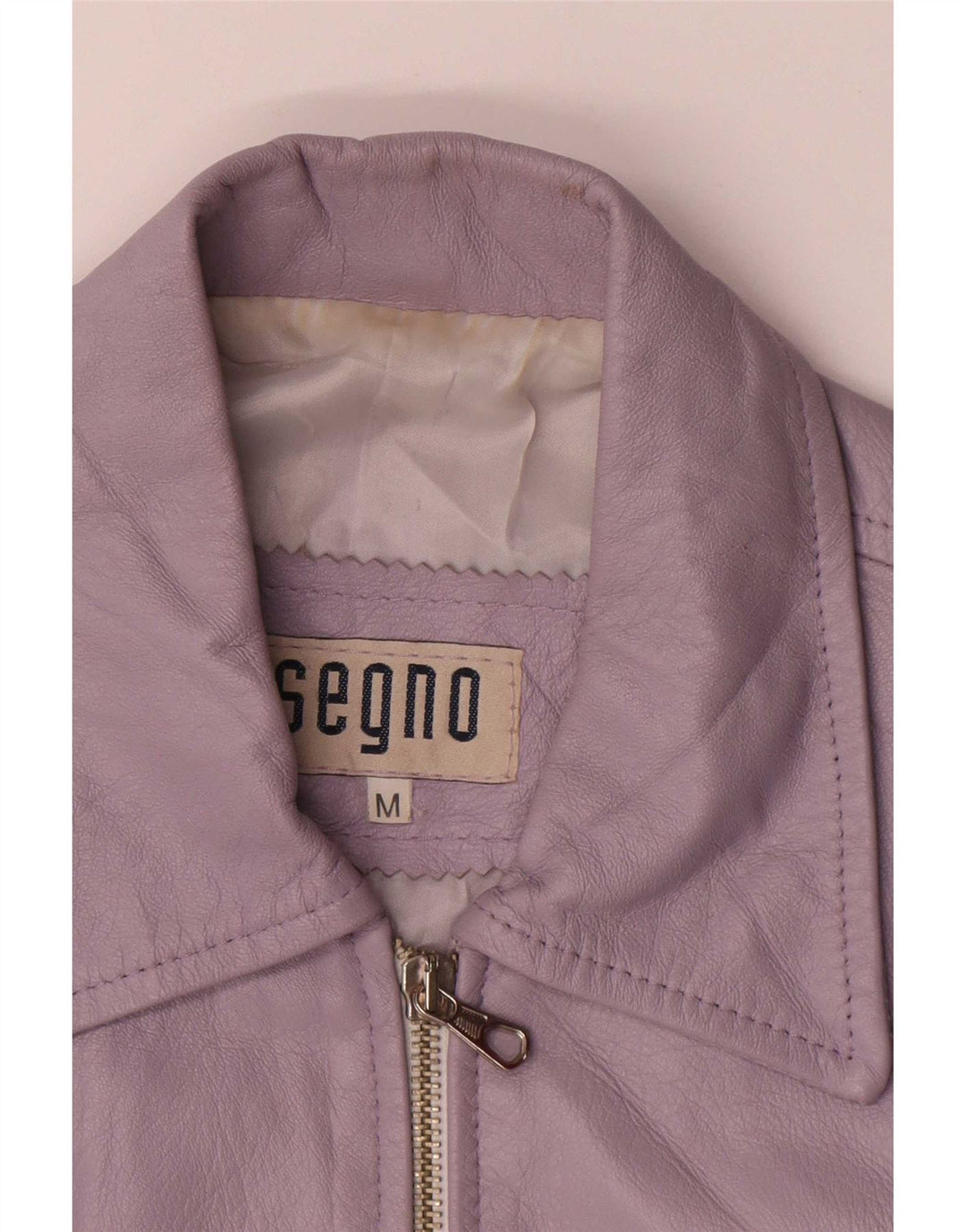 Segno Womens Leather Jacket UK 12 Medium Purple